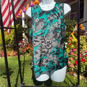 Elementz Teal and Black Floral Tank Top